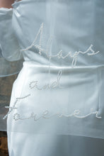 Load image into Gallery viewer, Mid Length Single Tier Tulle Veil with 'Always and Forever'