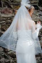 Load image into Gallery viewer, Mid Length Single Tier Tulle Veil with 'Always and Forever'