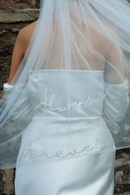 Load image into Gallery viewer, Mid Length Single Tier Tulle Veil with 'Always and Forever'