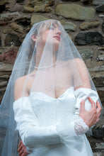Load image into Gallery viewer, Two Tier Veil with hand applied Swarovski Crystals