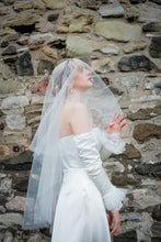 Load image into Gallery viewer, Two Tier Veil with hand applied Swarovski Crystals