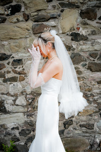 Mid Length Tulle Veil with Gathered Detailing