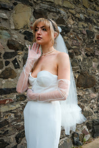 Mid Length Tulle Veil with Gathered Detailing