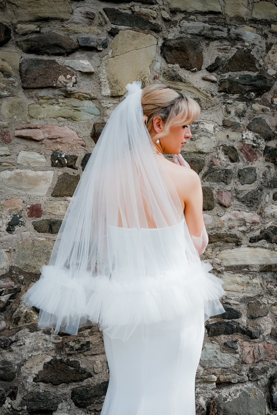 Mid Length Tulle Veil with Gathered Detailing