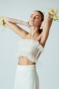 Ella Tulle Bandeau in Silk White
