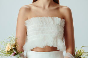 Ella Tulle Bandeau in Silk White