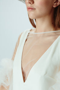 Maya Tulle Top in Silk White