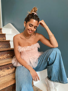 Ella Tulle Top in Blush Pink