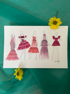 Peaches and Pink A4 Fashion Illustration